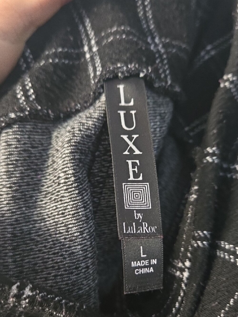 LuLaRoe Black Plaid High-Waist Leggings - Picture 3 of 10